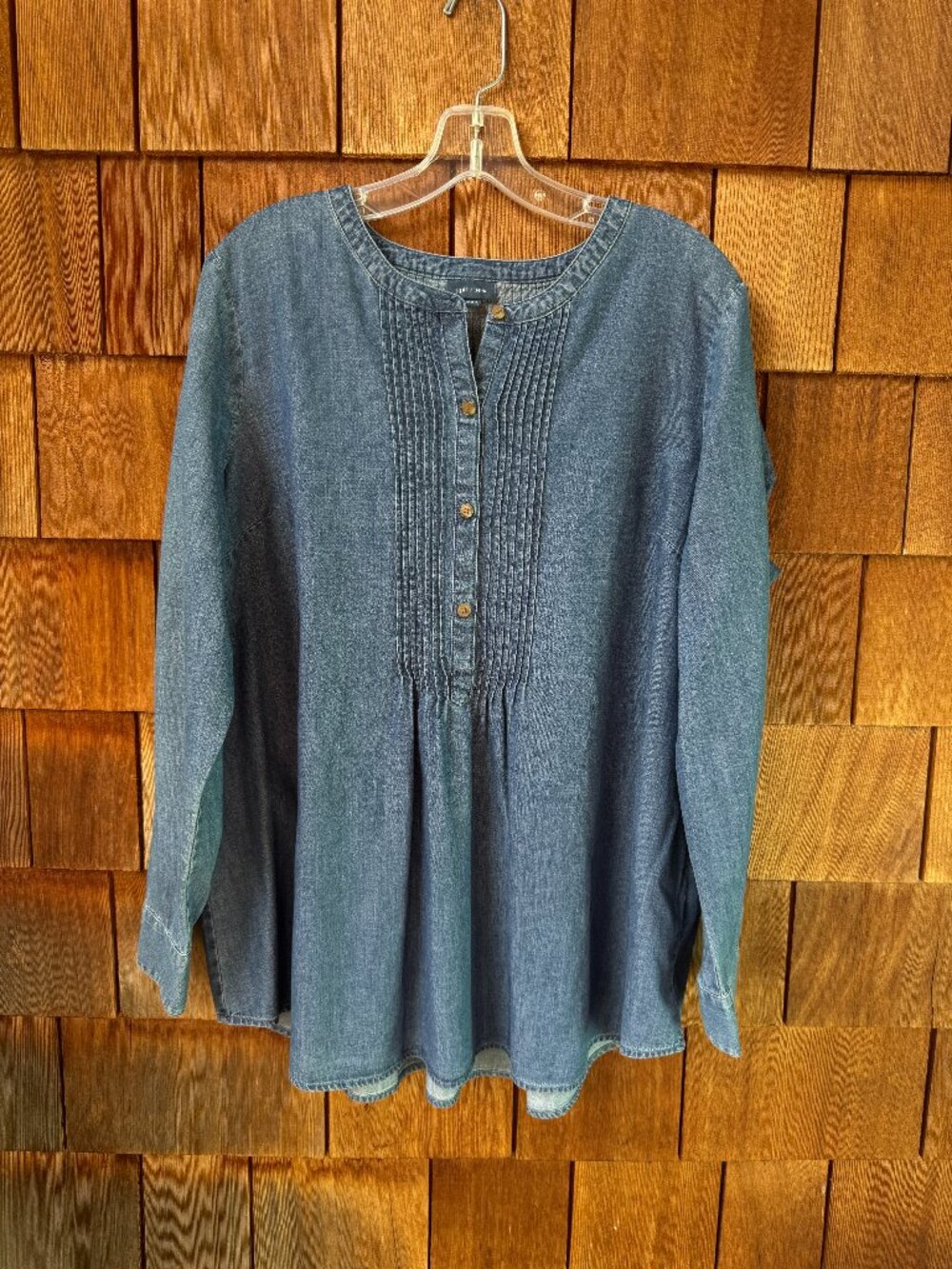 J. Jill Blue Denim Chambray Long Sleeve Relaxed Tunic in Women's Large